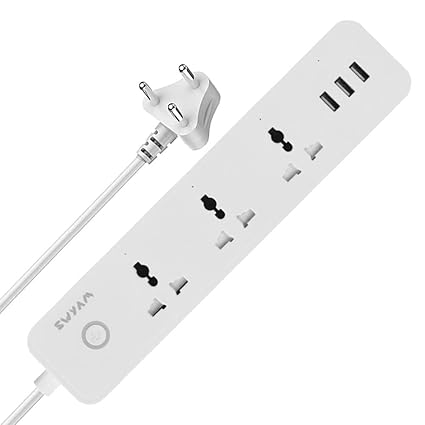 SWYAM 4-in-1 Smart WiFi Power Strip with 2M Wire, Made in India (1-Year Warranty), 240V AC, No Hub Required, Supports Alexa & Google Assistant