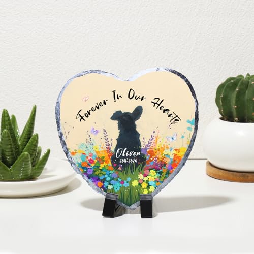 Bohaluo Piedras conmemorativas personalizadas para mascotas, placas conmemorativas personalizadas para exteriores con imagen y texto, piedra de jardín para pérdida de perros, marcador de tumba de