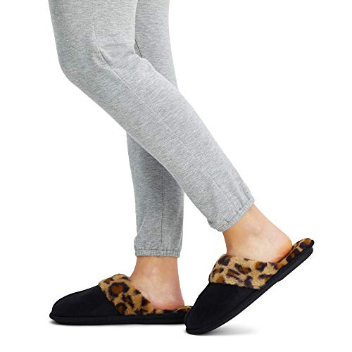 Image of Jessica Simpson womens Comfy Faux Fur House Slipper Scuff Memory Foam Slip on Anti-skid SoleSlipper