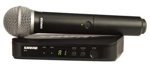 Shure BLX24/PG58 UHF Wireless Microphone System - Perfect for Church, Karaoke, Vocals - 14-Hour Battery Life, 300 ft Range | Includes PG58 Handheld Vocal Mic, Single Channel Receiver | J10 Band