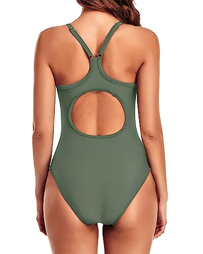 Image of Tempt Me Athletic One Piece Swimsuits for Women Training Sport Tummy Control Bathing Suits
