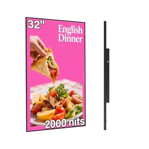 Image of 32inch Digital Signage, 2000nits High Brightness Advertising Display, Slim Fit Frameless LCD Monitor, CMS Remote Publishing, 24 /7 Operation, Smart Split Screen Play, HDMI /USB /WiFi /Android System