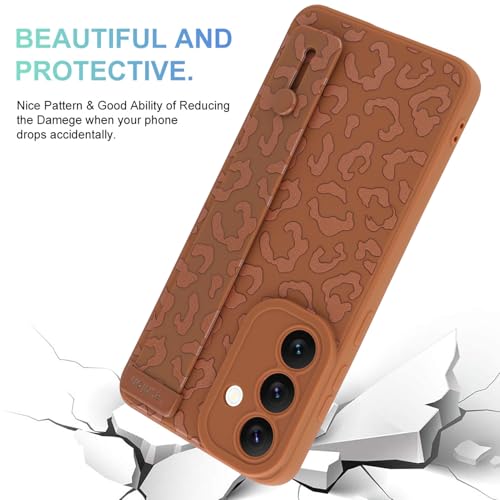 Image of Compatible with Samsung Galaxy S25 FE Case with Strap Wrist Brown