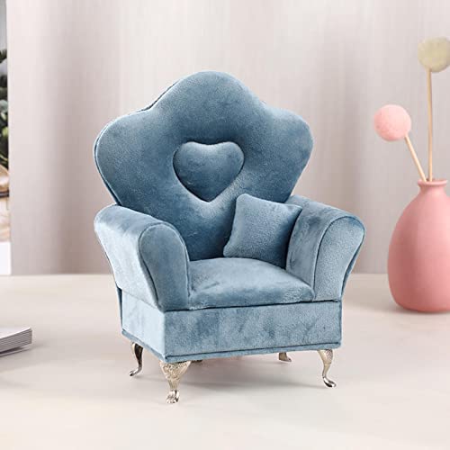Boîte à bijoux en velours bleu style sofa d'exception