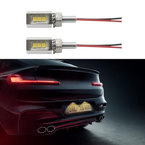HEVLE 2PCS LED License Plate Light, License Tag Screw Bolt Lamps, Waterproof IP68, Super Bright 12V License Plate LED Bulb Motorcycle Tag Lights Legal for Car Motorcycle Truck RV ATV Bike