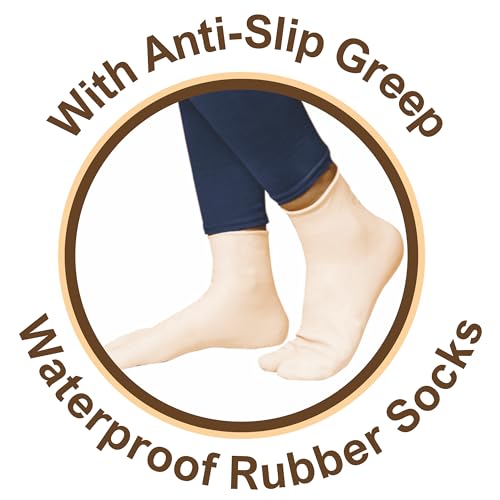 Image of Waterproof Rubber Socks, Anti Crack Gel Heel Ankle Length And Foot Protector Moisturizing Socks for Foot Care,Pain Relief for Men And Women,(Size-Large)(9-10-11)(Skin Brown) Pack of 1