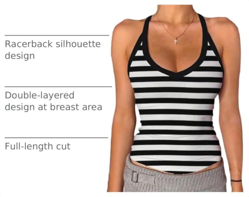 Image of Danysu V Neck Racer Back Tank Tops for Women Padded Fitted Long Basic Cami
