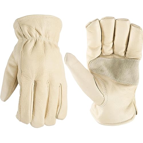 Wells Lamont Men's Leather Work Gloves, Reinforced Palm, Durable for Yardwork, Construction, and DIY, Beige, XXX-Large (1130XXX)