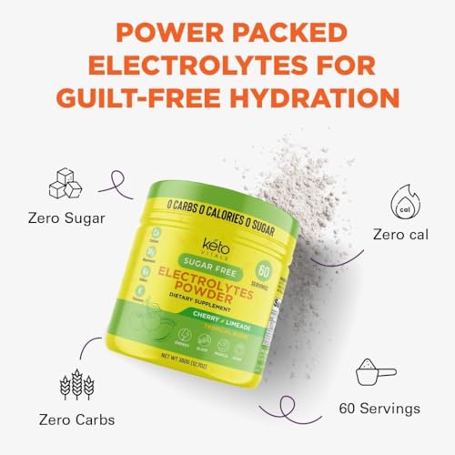 Image of Keto Vitals Electrolytes Powder | Keto-Friendly Electrolytes with Potassium, Magnesium, Sodium, Calcium | Keto Electrolytes Supplement Energy Drink Mix | Sugar-Free, Zero Calories, Zero Carbs