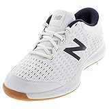 New Balance Men's 696 V4 Hard Court Tennis Shoe, White/Navy, 11 M US