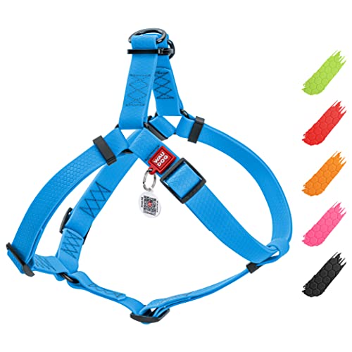 WAUDOG Waterproof Dog Harness - Adjustable, Heavy Duty with Durable Metal Clasp & QR Dog Tag...