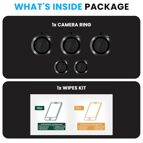 Image of FIRST MART Black Camera Ring Guard Protector for Samsung Galaxy S26 Ultra | Tempered Glass with Metal Alloy Rings, HD Clear, Scratch Resistant, Case-Friendly | Pack of 1