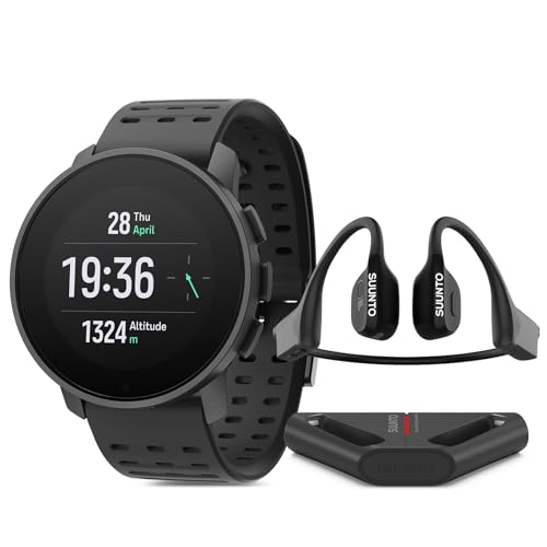 SUUNTO 9 Peak Pro GPS Sports Watch Black, Wing Bone Conduction Headphone Black