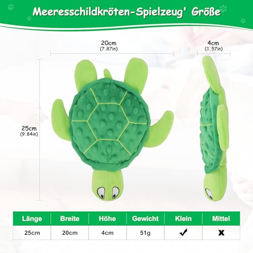 TONYFY Quietschendes Hundespielzeug, Meeresschildkröte Plüsch Hundespielzeug, Interaktives Spielzeug für Welpen zum Zahnen, Kauspielzeug für kleine Hunde (Grün)