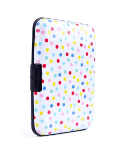 RFID Safe Card Guard Aluminum Compact Card Holder- Polka Dot