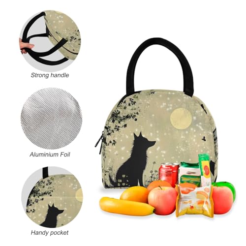 Backpack Lunch Bag Set Fairy Tale Wolf Print, Big Storage Travel Backpacks with Insulated Lunch Box for Office Hiking Picnic4