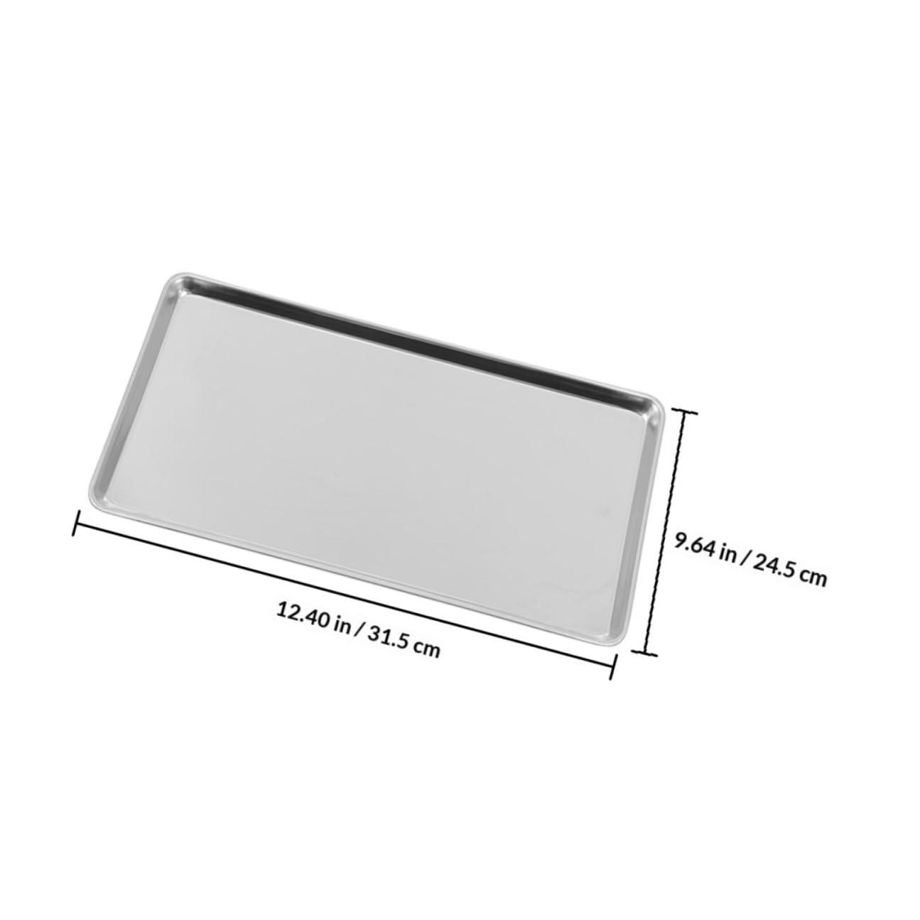 POPETPOP Plateau Métallique Rectangulaire INOX 31,5X24,5 CM pour Barbecue et Présentation Alimentaire