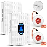 Daytech Caregiver Pager Call Button for Elderly Nurse Alert System for Seniors Patient Disabled at Home/Hospital/Clinic/Nursing Home 2 Emergency Button 2 Plugin Receivers