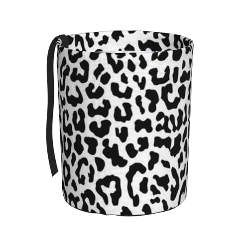 Image of Small Car Trash Can, Black and White Leopard Design Hanging Foldable Car Trash Bag, Waterproof Leakproof Garbage Bin, Car Interior Organizer Accessories