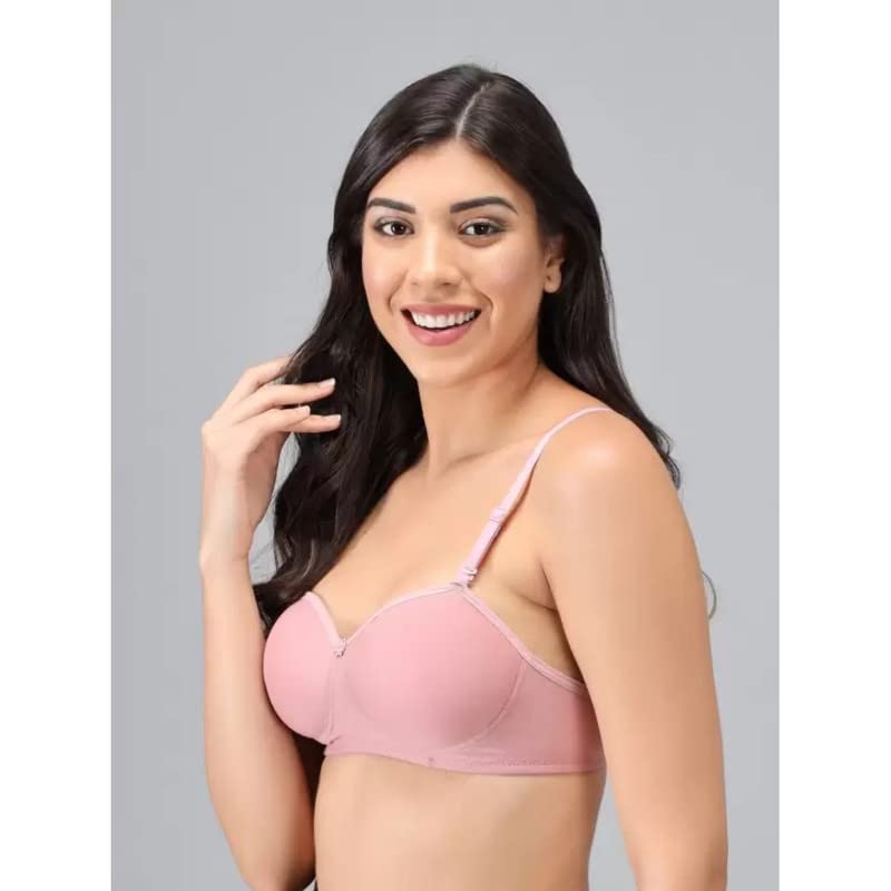 Image of Women's Cotton Lightly Padded Non-Wired T-Shirt Bra Pack of 2 (Reg HC-P2 Multicolor 30)
