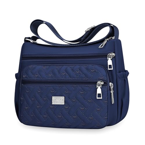 Bolsa de ombro feminina espaçosa com vários bolsos bolsa tiracolo casual feminina, Azul, Bolsa tiracolo casual feminina