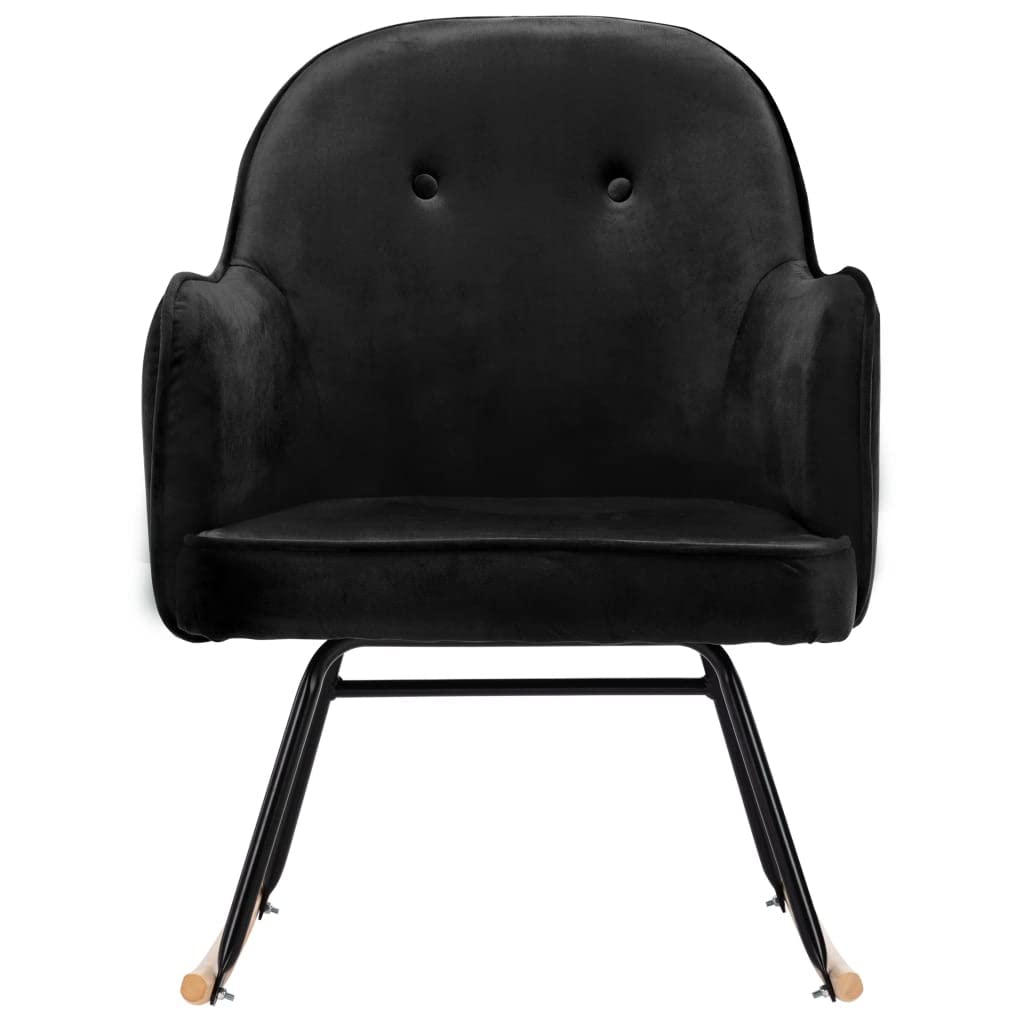 Silla mecedora negra de terciopelo, mecedora de interior, sillón balancín rocking sofa apto para salón, dormitorio, balcón
