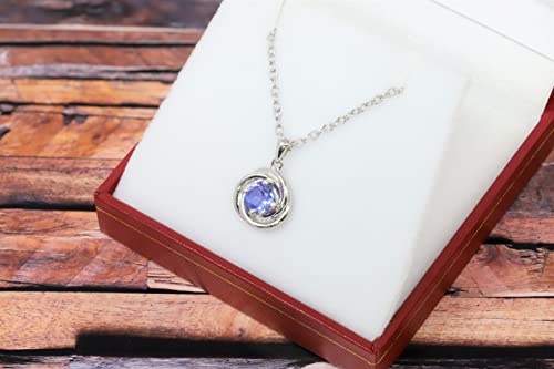 925 sterling silver genuine tanzanite 5/8ct round flower pendant necklace4