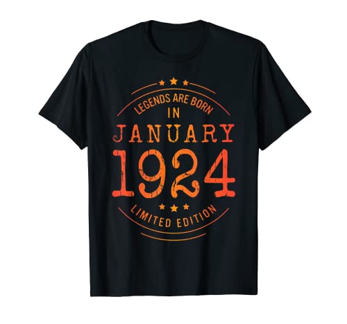 Cumpleaños Enero 1924 Edición Limitada Regalo January 1924 Camiseta
