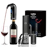 Ludkim Electric Wine Opener, Rechargeable Wine Gift Set With Electric Wine Aerator Dispenser, Automatic Electric Wine Corkscrew, Automatic Wine Saver Vaccum Pump, Foil Cutter and Gift Box