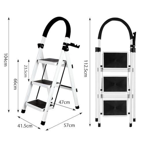 Marchepied robuste pliable de bricolage gain de place blanc