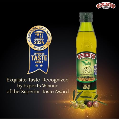Image of Borges Fruity Extra Virgin Olive Oil - 250 ml | Unrefined & Cold Pressed Oil|Packed in Spain|Sweet & Fruity Flavour