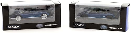 Miniatura 4 de Pagani Zonda Revolucion Azul Metálico y Negro con Rayas Azul Claro Global64 Serie 164 Modelo de Auto Fundido a Presión por Tarmac Works T64G-TL016-BL