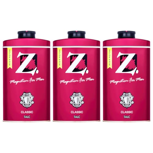 Image of Z magnetism for men Classic Deodorizing Talcum Powder for Men | Signature Woody & Musky Fragrance | Fights Body Odor & Ensures Long Lasting Freshness | Suitable for All Skin Types - 250 G (Pack of 3)