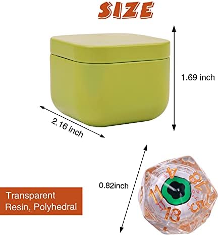 Byhoo DND Eyeball Dice with Metal case, DND Dice Box for Dungeons and Dragons, 5e DND Accessories Board Game Unique Dice Gift for RPG Starter Beginner, Resin Bloodshot Eyeball Dice, D20, Dice Holder
