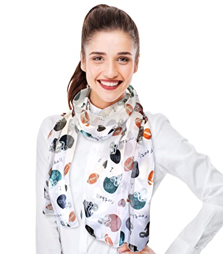 CBC Crown Women's Lightweight Fun Sports Football Theme Silk Feeling Satin Striped 13"x60" Fashion Scarf3