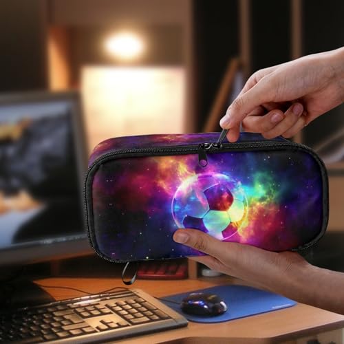 Image of Boys Pencil Case Starry Football Pencil Pouch for Kids Large Pencil Bag with Protable Handle Pencil Box for 2Nd 3Rd Children Girls Pencil Container for Students Teenagers Coin Purse