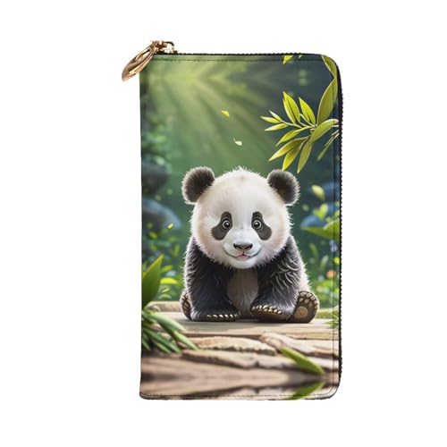 Women's Long Cash Wallet, PU Leather Elegant Clutch Change Purses with Zipper, Travel, Gifts (Cute Panda Print)2