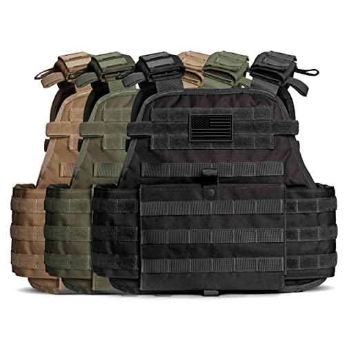 Tacticon Fully Adjustable Tactical Vest | Combat Veteran Owned Company |Breathable 3D Mesh Liner (Tactical Black) #TOP1