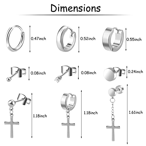 ONESING 30 Pcs Earrings for Men Black Stud Earrings Mens Earrings Stainless Steel Earrings for Men Women Jewelry Piercing Men Earrings Set