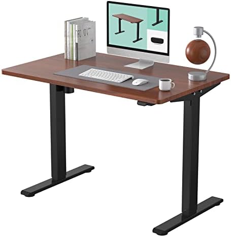 FLEXISPOT EC1 Electric Standing Desk 48 x 30 Inches Height Adjustable Desk Sit Stand Desk Base Home Office Table Stand up Desk (EC1 Classic Black Frame + 48 in Mahogany Top,2 Packages)