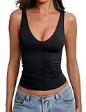 Avidlove Women's Black Tank Tops Deep V Neck Plunge Crop Sexy Top Going Out 2026 Trendy Summer Cami
