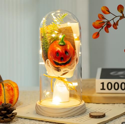 Faroles de Halloween para centros de mesa con guirnalda LED y flores