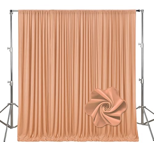 Image of 10ft x 10ft Khaki Backdrop Curtains for Parties, Polyester Fabric Backdrop Drapes with Rod Pockets for Weddings, Birthday, Halloween, Photography, Christmas Party Background Curtain, 2 Panels