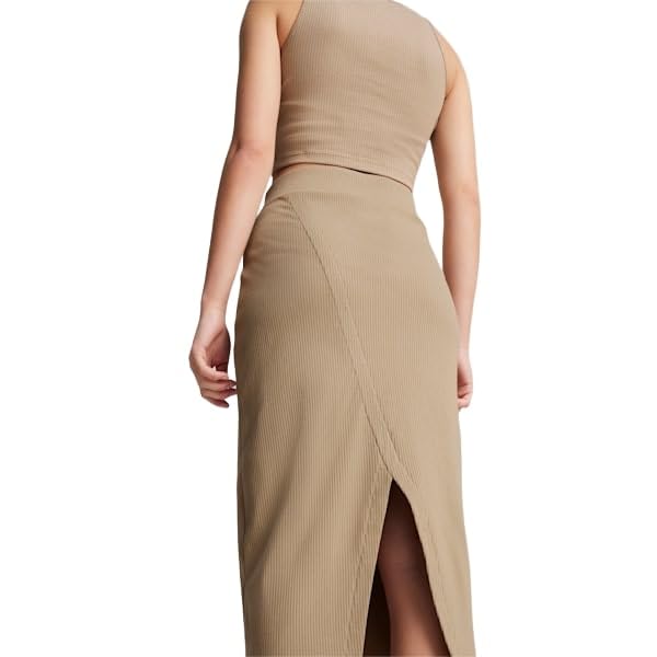 PUMA Womens Classics Ribbed Midi Skirt Casual Casual - Beige - Size S2