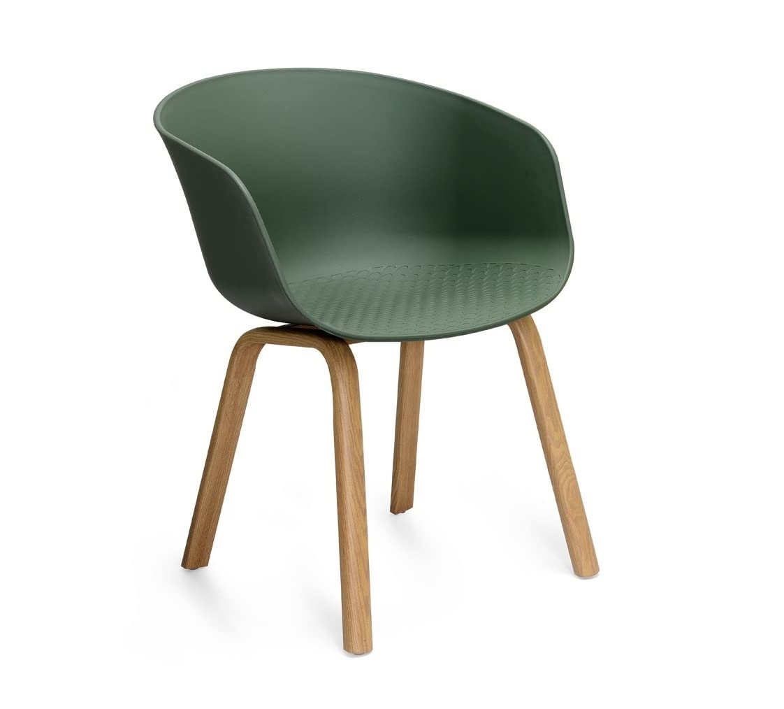Delta Nordic ABS Plastic Iconic Chair with Brown Metal Finish Legs in Green Colour