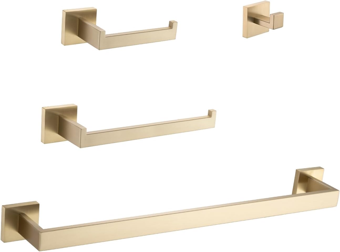 4-Piece Bathroom Hardware Set: Modern Gold Metal Towel Rack & Wall Mounted Storage - Hotel Grade Bathroom Accessories for Space Organization & Easy Installation
