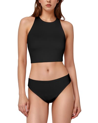 Period Swimwear Sporty Two Piece Swimsuit Menstrual Bathing Suits Backless Top with Bikini Bottom for Teen Girls4