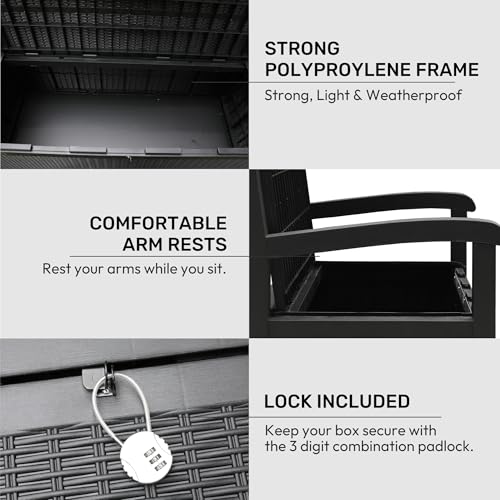 Banc de rangement extérieur résistant aux intempéries coffre de jardin