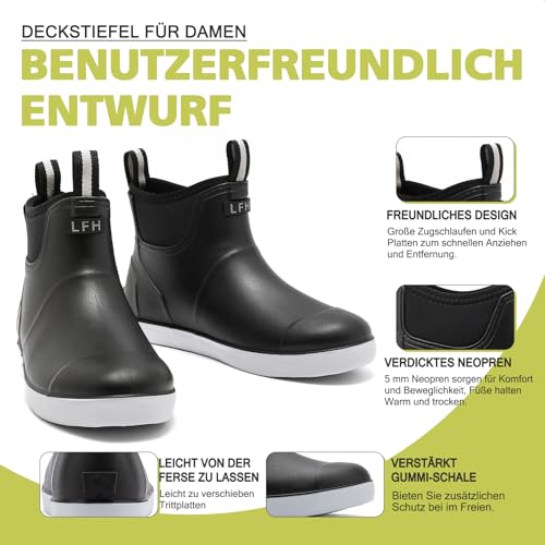 Foinledr Gummistiefel Damen Halbhoch, Wasserdicht Gefüttert Antirutsch Stiefel, Regenstiefel für Outdoor Gartenschuhe