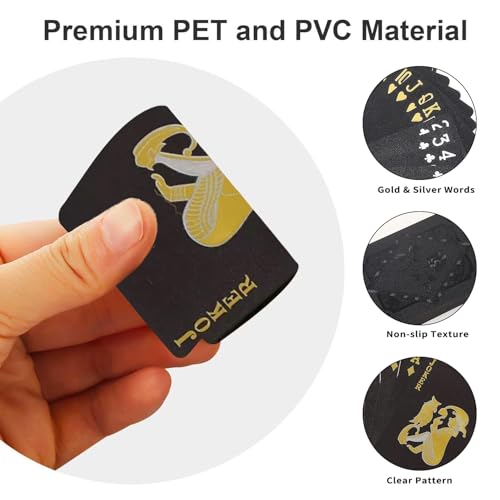 Schwarze Spielkarten, Wasserfeste Pokerkarten, Jolly Karten, Plastik Kartendeck, Black Jack und Rommé Kartenspiel, Canasta, Zauberkarten Set – Bild 4